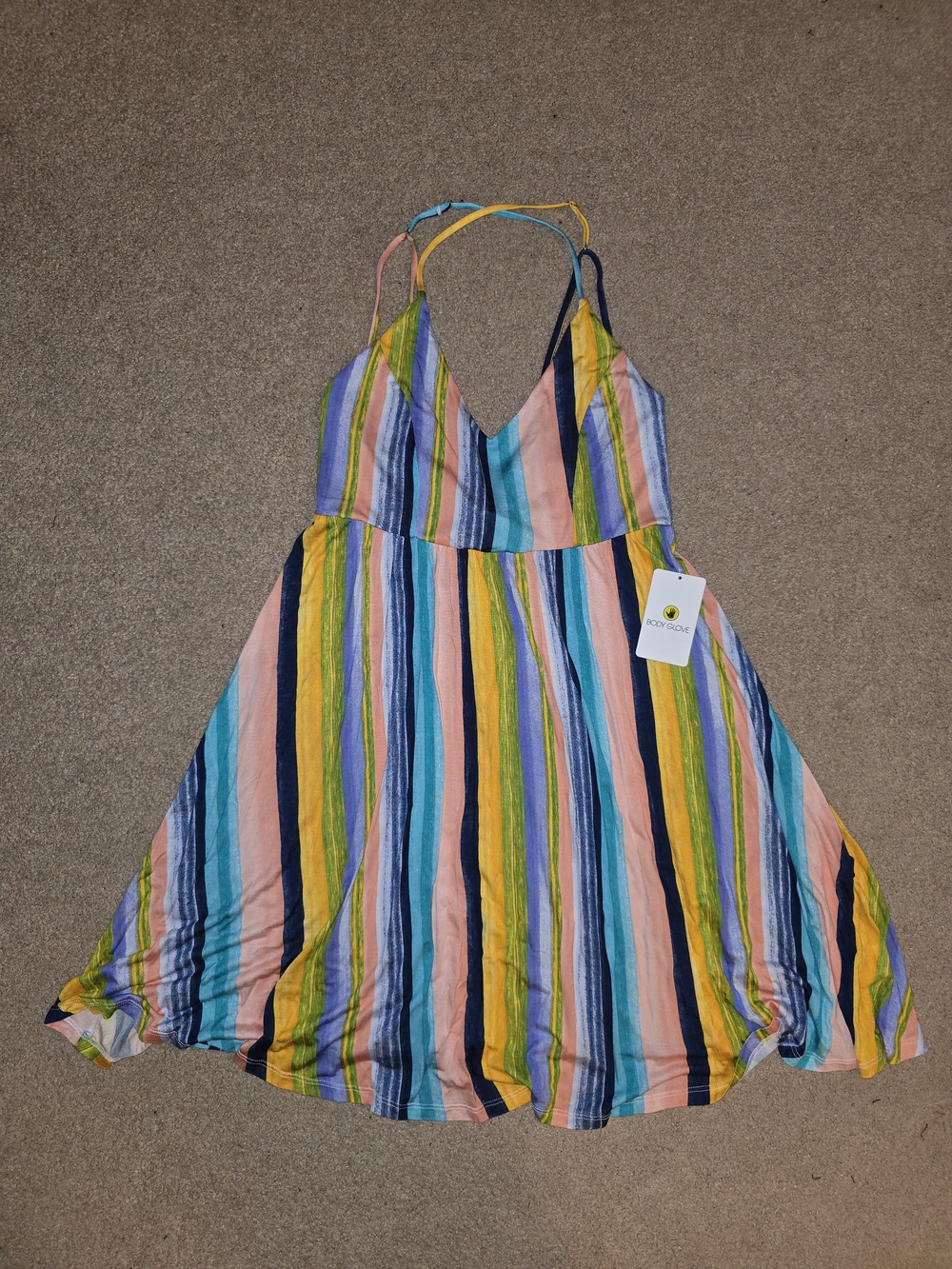 Striped Multicolor Spaghetti Strap Dress New With Tags